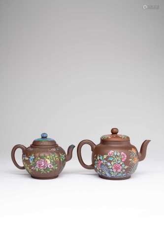 TWO CHINESE YIXING TEAPOTS AND COVERS18TH AND 19TH CENTURYBo...