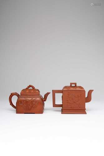 TWO CHINESE YIXING TEAPOTS AND COVERS1ST HALF 18TH CENTURYBo...