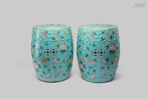 A PAIR OF CHINESE ‘DOWAGER EMPRESS PATTERN’ TURQUOISE-GROUND...