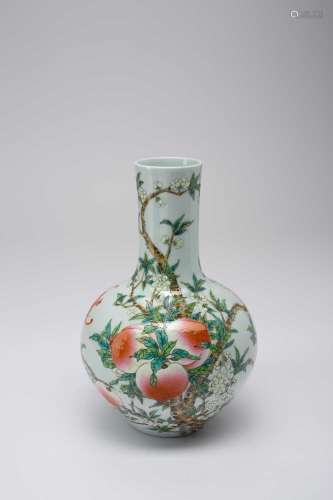 A SMALL CHINESE FAMILLE ROSE PEACH VASEMODERNTypically decor...