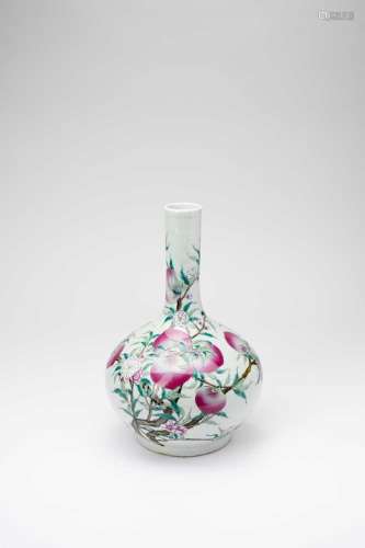 A CHINESE FAMILLE ROSE \'FU SHOU\' BOTTLE VASELATE QING DYNA...