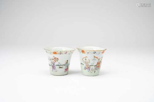 A PAIR OF CHINESE FAMILLE ROSE \'BOYS\' CUPSREPUBLIC PERIOD ...