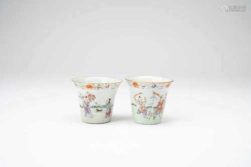 A PAIR OF CHINESE FAMILLE ROSE \'BOYS\' CUPSREPUBLIC PERIOD ...