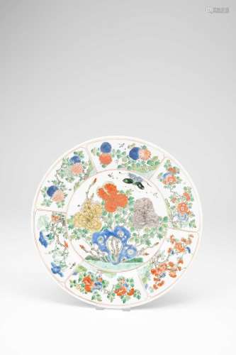 A CHINESE FAMILLE VERTE PLATEKANGXI 1662-1722Brightly enamel...
