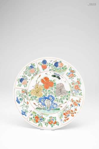 A CHINESE FAMILLE VERTE PLATEKANGXI 1662-1722Brightly enamel...