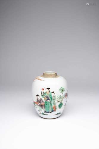 A CHINESE FAMILLE VERTE OVOID VASEKANGXI 1662-1722Painted wi...
