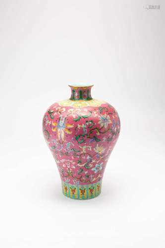 A CHINESE FAMILLE ROSE MEIPING 20TH CENTURYDecorated with fl...