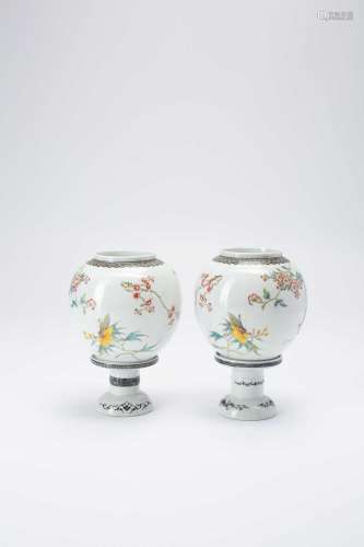 A PAIR OF CHINESE FAMILLE ROSE EGGSHELL PORCELAIN LANTERNS20...