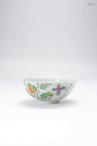 A CHINESE FAMILLE ROSE ‘FRUIT AND FLOWERS’ BOWLREPUBLIC PERI...