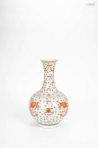 A CHINESE FAMILLE ROSE \'DRAGON\' VASE SIX CHARACTER GUANGXU...