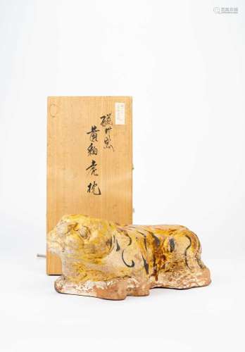 A CHINESE CIZHOU PILLOW IN A FORM OF A TIGERPROBABLY YUAN DY...