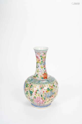 A CHINESE FAMILLE ROSE MILLEFLEURS BOTTLE VASE20TH CENTURYDe...