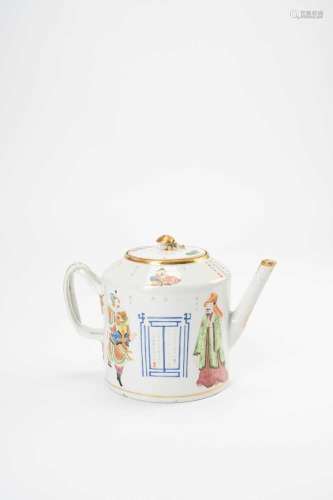 A CHINESE FAMILLE ROSE \'WU SHUANG PU\' TEAPOT LATE 19TH CEN...