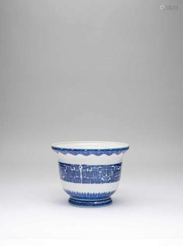 A CHINESE BLUE AND WHITE JARDINIERELATE QING DYNASTY/ REPUBL...