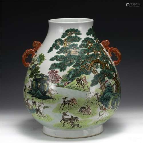 QING QIANLONG HUNDRED DEER ZUN VASE