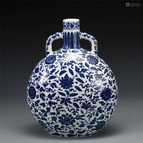 QING YONGZHENG BLUE & WHITE MOON VASE