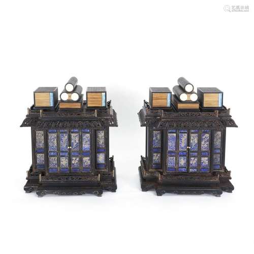 PAIR OF ZITAN STATIONERY CABINETS