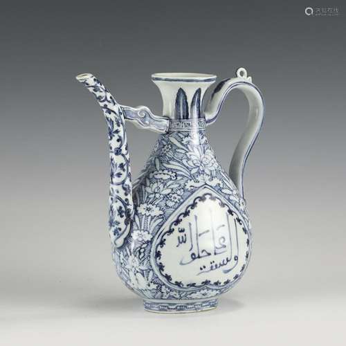 QING GUANGXU BLUE & WHITE WINE POT