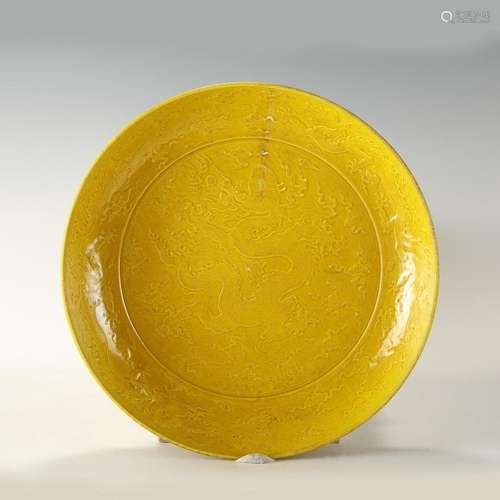 MING YELLOW GLAZED PLATE