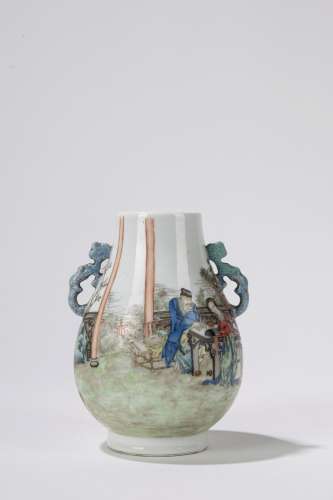 A Famille Rose "Hu" vase. China, Republic Period (...