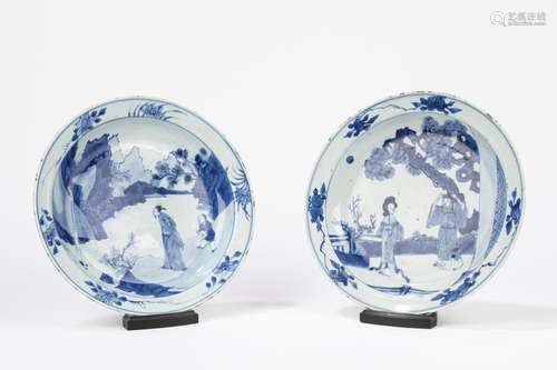 Two blue and white porcelain plates. China, Kangxi period (1...