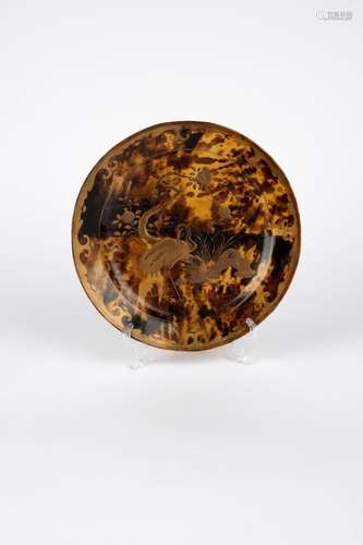 ☼A tortoiseshell enamelled plate. Japan, Meiji Period (1868-...