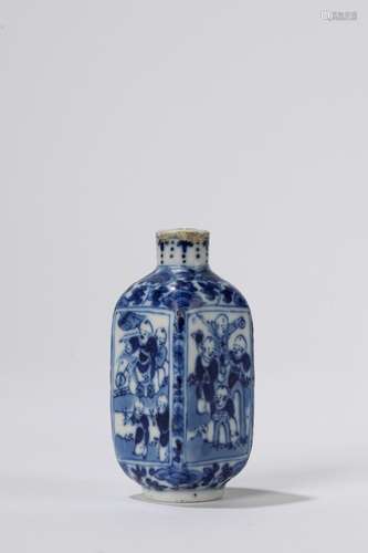 A blue and white snuff bottle. China, 19th c.