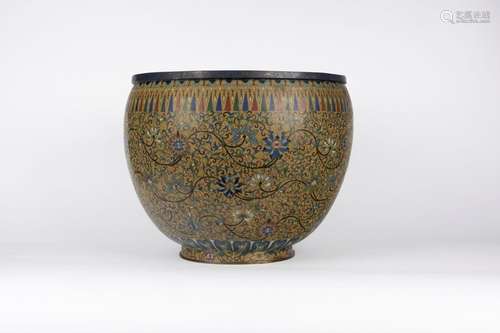 A large cloisonné enamel flowerpot. China, late 19th c.