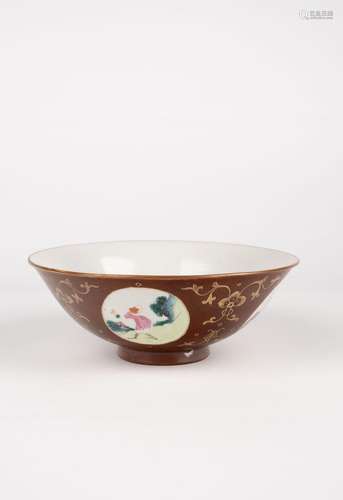 A brown ground bowl. China, 18th c.