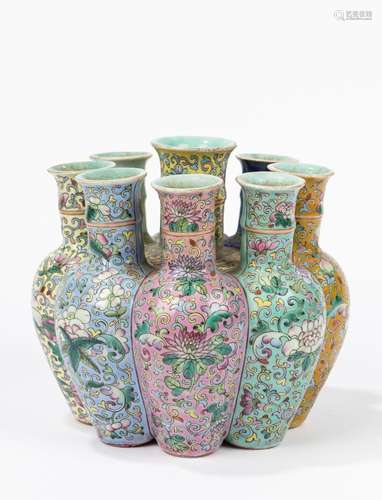 A conjoined Famille Rose vase. China, Republic Period (1912-...