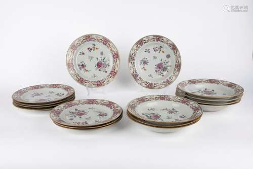 A lot of sixteen Chinese export plates. 18th/19th c.