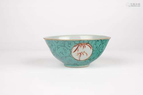 A malachite ground bowl. China, 18th/19th c.