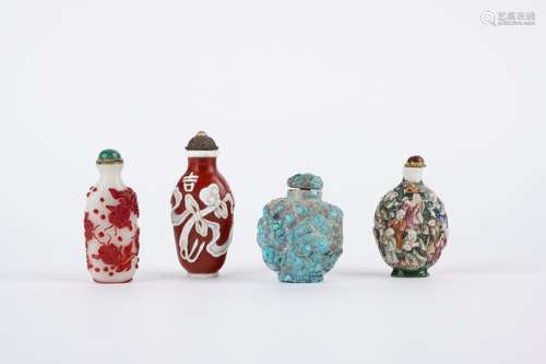 Lot of four snuff bottles. China, 19th/20th c.