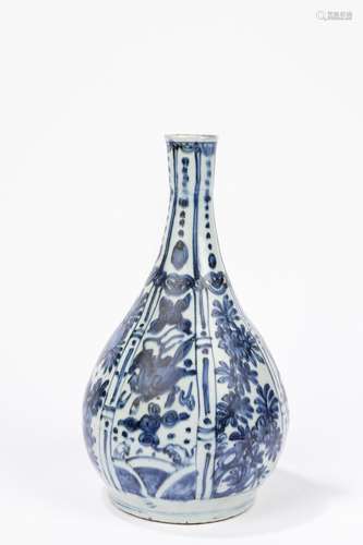 A blue and white porcelain bottle vase. China, Wanli Period ...