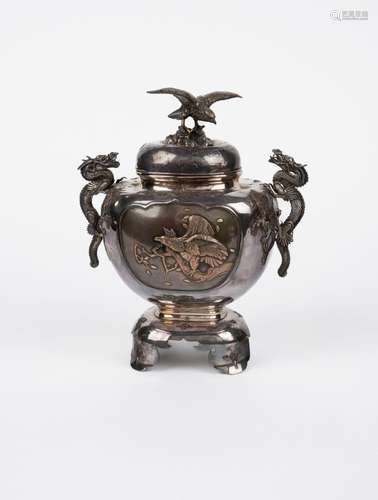 A Shibayama silver censer. Japan, Meiji period (1868-1912)