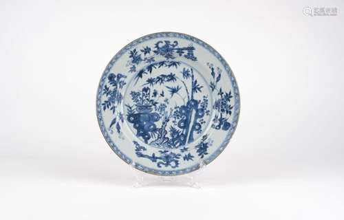 A blue and white porcelain plate