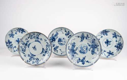 Five brown and white and blue porcelain plates. China, 18th ...