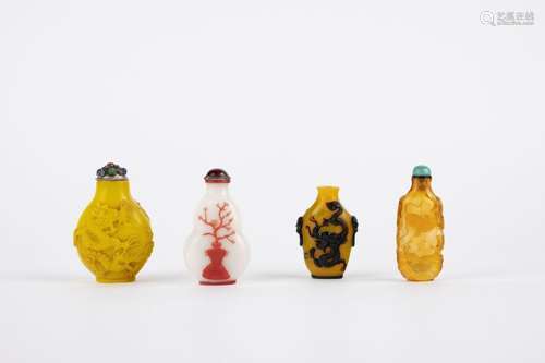 Lot of four snuff bottles. China, 19th/20th c.