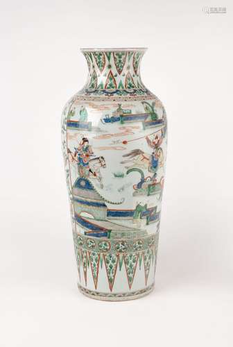 A large rouleau Famille Verte vase. China, Kangxi Period (16...