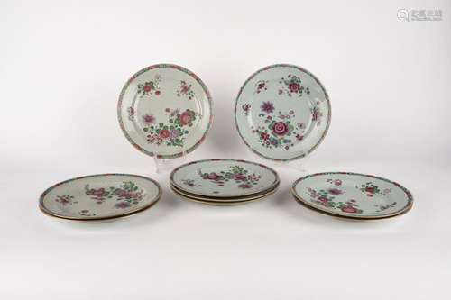 A lot of nine Chinese export plates. 18th/19th c.