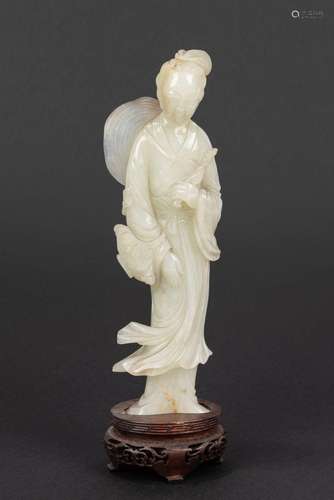 A white jade carving of a lady. China, late 19th c.