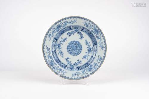 A blue and white porcelain plate. China, 18th c.