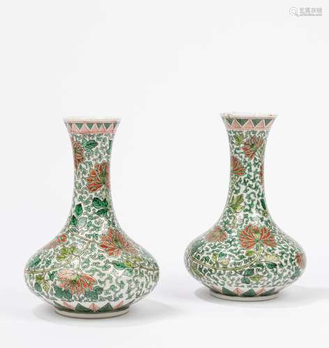 A pair of Famille Verte vases. China, 19th c.