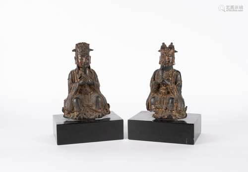 Two bronze guardians. China, 17th c.