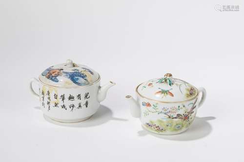 Two porcelain teapots. China, late 19th c.