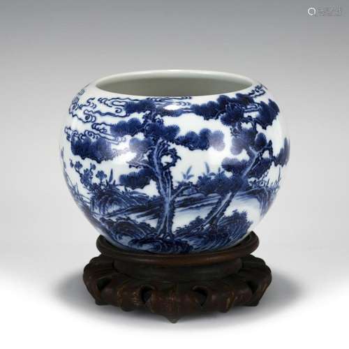 QING YONGZHENG BLUE & WHITE BRUSH WASHERER