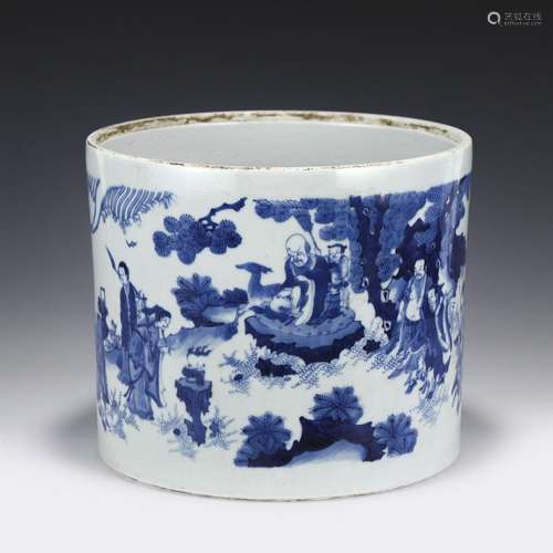 QING BLUE & WHITE BRUSH POT