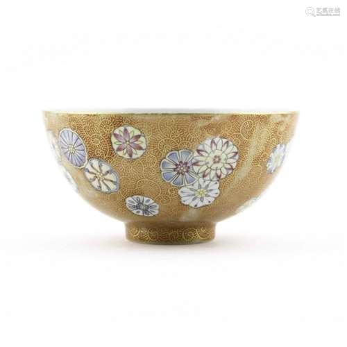 YONGZHENG FLORAL MEDALLIONS RED BOWL