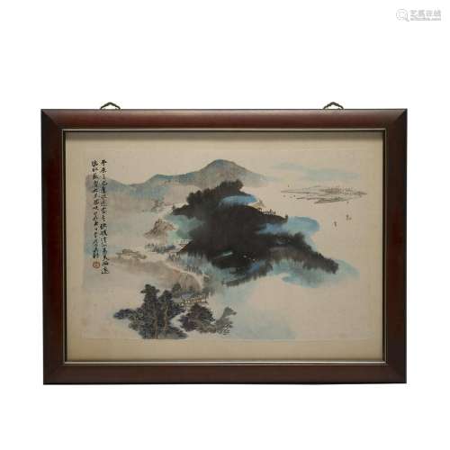 Framed Zhang Daqian Landscape Painting