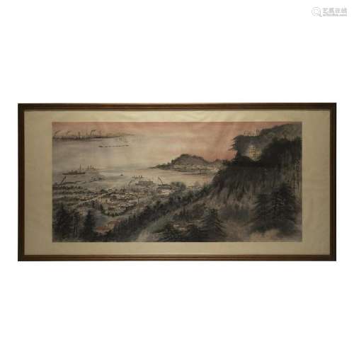 Framed Fu Baoshi Landscape Painting